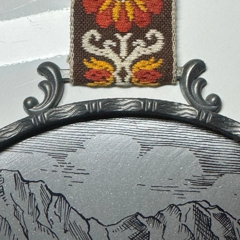 Vintage Decorative Wall Hanging Scenic Town Cityscape Embroidered Ribbon Germany